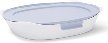 Rubbermaid Glass Baking Dish for Oven, Casserole Dish Bakeware, DuraLite 2.5-Quart, White (with Lid), 9x13