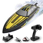 VOLANTEXRC RC Boat, Self Righting Remote Control Boat for Pools & Lakes, 2.4 GHZ 20+MPH RC Racing Boats with 2 Rechargeable Batteries for Kids or Adults (Yellow, 795-8)