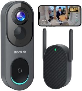 BOTSLAB Video Doorbell Camera,No Monthly Fee,5MP Wireless Doorbell Camera,Head-to-Toe&180° View,Battery Powered,AI&PIR Detection,VR Mode,HDR,2-Way Talk,2.4&5GHz WiFi,Easy to Install