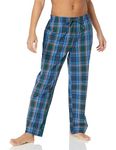 Amazon Essentials Men's Straight-Fit Woven Pyjama Bottoms, Blue Green Large Plaid, M