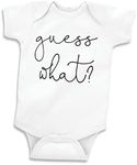 Bump and Beyond Designs Baby-Boys Surprise Pregnancy Announcement to Family Guess What Leotard White, 0-3 Months