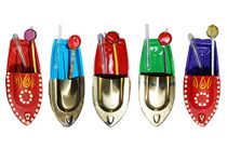 BG Bazzar Gali Combo of 2 pcs. Red Hand Painted and 3 pcs. Plain Put Put Toy Boat ( Total 5 pcs. ) RRPPP