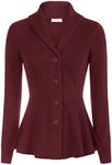 Belle Poque Women Work Cardigans for Office Evening Sweaters for Party Casual Slim Christmas Cardigan Sweater(Wine, S)