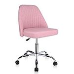 Moustache Armless Home Office Desk Chair, Mid-Back Swivel Computer Chair with Height Adjustable, Task Chair for Home Office Meeting Room Bedroom Studying Room Vanity Room（Pink）