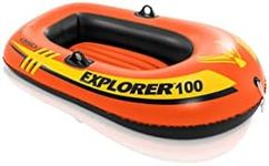 Intex 58329EP Explorer 100 1 Person Youth Kids Pool Lake Inflatable Raft Row Boat with 2 Air Chambers, Rigid Design, and Bow Tow Rope