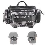 Goture Fly Fishing Bag, Small Fishing Tackle Bag with Rod Holder, Water-Resistant Fishing Tackle Sling Bag, Fly Fishing Fanny Pack Storage, Fishing Gifts for Men 15.7"x8.3"x6.7", Grey Camo