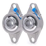 XIKE 2 Pcs SUCFL204-12 Bore 3/4" All Stainless Steel Pillow Block Square Flange Mounted Ball Bearings, Solid Base and Self Aligning.