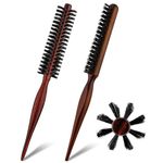 WEZCHUGHAOL 2PCS Bristle Hair Brush, Boar Bristle Hair Brush, Boar Bristle Round Brush, Styling Hairbrush for Hair Blowing, Styling, Curling, Detangling and Straightening