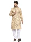 KRAFT INDIA Men's Cotton Rich Stylish Ethnic Wear Kurta Pyjama Set (Color-Fawn, Size-44)