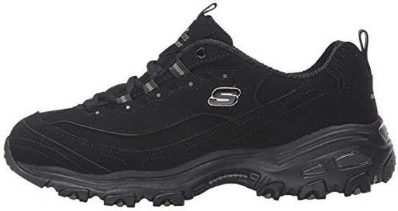 Skechers Sport Women's D'Lites Play on Memory Foam Lace-up Sneaker,Black/Black,7.5 W US