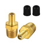 NQEUEPN 2pcs Brass Air Inflator Adapter, 1/4" NPT (M) to Standard Valve for Schrader (M) Tire Inflator Connector for Auto Tyre Valve Adapter for Presta Air Compressor Portable Air Hose Air Chuck