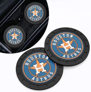 DNGNKNG Astros Car Cup Holder Coasters for Huston Astros Baseball Fans,Huston Astros Baseball Fans Car Coasters for Car Cup Holder,Car Cup Holder Insert,Silicone Non-Slip Car Cup Mat,2.75''