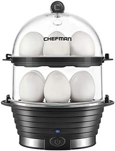 Chefman Electric Egg Cooker Boiler, Rapid Poacher, Food & Vegetable Steamer, Quickly Makes Up To 12, Hard or Soft Boiled, Poaching and Omelet Trays Included, Ready Signal, BPA-Free, Black