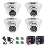 ZOSI 4 Pack 720P 1.0MP 4-in-1 TVI/CVI/AHD/CVBS Outdoor Indoor Surveillance Security Dome Camera Compatible for HD-TVI, AHD, CVI, and CVBS/960H Analog DVR System