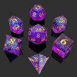 7 PCS Polyhedral DND Dice Resin Sharp Edge Die D&D Dice Set for Dungeons and Dragons RPG MTG Table Games (Purple)