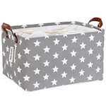 Sea Team Moroccan Pattern Canvas Fabric Storage Basket Collapsible Geometric Design Storage Bin with Drawstring Cover and PU Leather Handles, 16.5 by 11.8 inches, Waterproof Inner