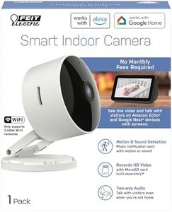 Feit Electric WiFi Camera, Indoor Camera with Motion Detection, 2.4GHz WiFi, Night Vision, 2-Way Audio, Works with Alexa & The Google Assistant, 1080p HD Security Cam, Plug-in White, CAM1/WIFI