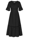 GRACE KARIN Women Bodycon Midi Sexy Cute Short Sleeve Casual Dress Oversize A Line Dresses for Funeral Dance Evening Black XL