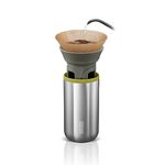 WACACO Cuppamoka Portable Drip Coffee Maker, 2 IN 1 Insulated Coffee Cup, Travel Pour Over Coffee Maker with 10 Cone Paper Filters, Manually Operated, Stainless Steel Coffee Brewer, 10 fl oz