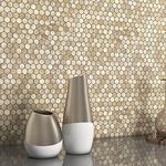 BeNice Stick on Mosaic Tiles Kitchen Backsplash Stickers,Aluminium Tile Small Tiles Metal Hexagon Tiles Stickers(10sheets,Champagne Gold)