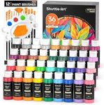 Shuttle Art Acrylic Paint Set, 36 Colors Acrylic Paint (2oz/Bottle) with Brushes & Palette, Rich Pigments Non-toxic Paint for Artists & Adults, Art Supplies for Canvas Rock Ceramic Wood Painting
