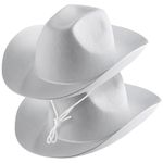 Bedwina White Cowboy Hat for Kids 2-Pack Felt Cowboy Hat Neck Draw String, Fits for Children for DressUp Parties Play Costume