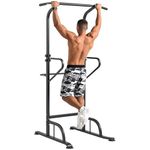 HOMCOM Power Tower Dip Station Pull Up Bar Multi-Function Push Up Equipment with Adjustable Height for Home Gym Strength Training Workout Fitness