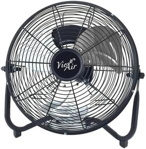 Vie Air 12 Inch Industrial Powerful and Quiet Heavy Duty Metal Floor Fan, Black