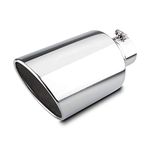 4 inch Inlet Diesel Truck Tailtip, 8 inch Outlet Exhaust Tip, 15 inch Length Muffler Tip, Rolled End Angle Cut