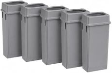 23 Gallon Slim Jim Rectangular Gray Trash Can with Swing Lid | 5 PACK