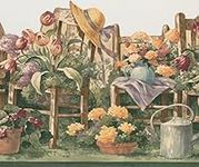Floral Gardening Wallpaper Border F