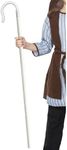 Smiffys Shepherds Extendable Staff, White 150cm/59in, Christmas Fancy Dress Accessory, Xmas Dress Up Accessories