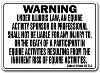Illinois Equine Sign Activity Liability Warning Statute Horse Farm barn Stable