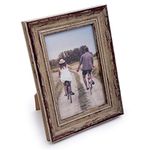 Truu Design Weathered Picture Frame, Distressed Wooden Look for Wall or Tabletop Display, Lightweight Photo Frame with Glass Cover, 4" x 6", Taupe