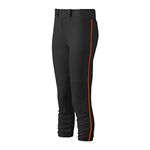 Mizuno Adult Women's Belted Piped Fastpitch Softball Pant, Black-Orange, Small