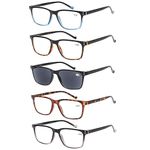 5 Pack Reading Glasses Men Women Spring Hinge Comfortable Glasses for Reading (5 Mix 1 Gray Lens, 1.50, multiplier_x)