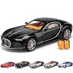 Addcean Model Car 1/24 Bugatti Toy Car, Atlantic Alloy Die Cast Cars Model Car for Kids Birthday Christmas Party Gift, Pull Back Toy Cars with Sound and Light (Black)