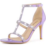 Allegra K Women's Rhinestone Ankle Strap Stiletto High Purple Heel Sandals 7 M US