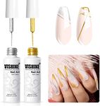 Vishine Nail Art Gel Liner Glitter Metallic Gold Silver Glitters Colors Gel Art Paint Polish for Swirl Nails Euphoria Nail French Manicure 2Pcs