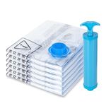 MagicQCraft 6 Pack Medium(50 * 70cm) Vacuum Storage Bags,Vacuum Compression Zipper Storage Bags with Airtight Valve and Hand Pump,Save 80% More Storage Space Work