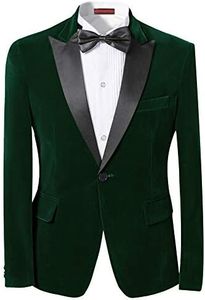 Men's Peaked Lapel 1 Button Dinner Jacket Wedding Blazer Prom Tuxedo Green