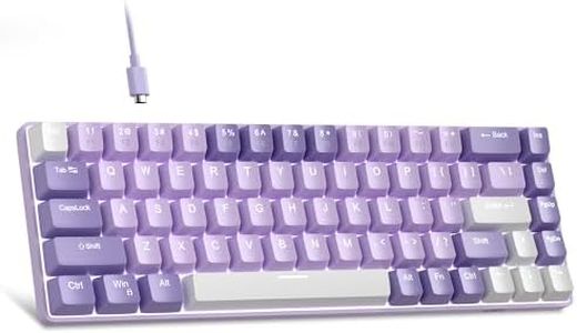 MageGee Portable 60% Mechanical Gaming Keyboard, MK-Box LED White Backlit Compact 68 Keys Mini Wired Office Keyboard with Red Switch for Windows Laptop PC Mac - Violets
