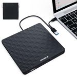 ORIGBELIE External CD DVD Drive for Laptop, USB 3.0 Type-C Ultra Slim 13mm DVD Player Portable CD DVD +/-RW Drive CD Burner Reader Writer Recorder for Desktop PC Windows 11/10/8/7 Linux Mac OS (Black)