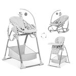 hauck Sit N Relax 3in1, Nordic Grey - Baby & Toddler Highchair with Bouncer & Toy Bar, Food Tray & Basket from Birth up to 15 kg, Lightweight Foldable Fully Adjustable