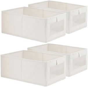 4PCS Storage Bins with Visible Window, Fabric Wardrobe Clothes Organizer, Sturdy&Foldable Closet Organizers and Storage, Drawer Organizers for Clothing, Toy Organizers, Laundry Box