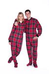 BIG FEET PAJAMA CO. One Piece Cotton Flannel Tartan Adult Footed Pajamas Onesie for Men & Women