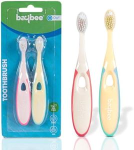 BAYBEE Ultra Soft Baby Toothbrush Set,Bpa Free Baby Training Toothbrush Set With Soft Bristles&Easy Grip|Baby Kids Toothbrush|Infant Baby Brush Toothbrush Set For 6+ Months (Red/Yellow),Manual