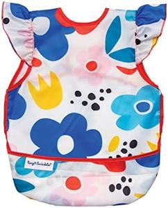 Tiny Twinkle Mess Proof Baby Bib - Waterproof Baby Apron - Machine Washable - PVC, BPA, & Phthalate Free - Great Travel Bib for Baby Eating - Baby Food Bibs (Modern Floral, Small 6-24 Months)