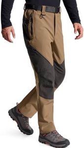 FREE SOLDIER Men's Fleece Lined Outdoor Cargo Hiking Pants Water Repellent Softshell Snow Ski Pants with Zipper Pockets (Dark Brown 30W x 30L)