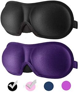 3D Eye mask for Sleeping,Machine Washable, Sleep Mask for Women, Blinder Blindfold Airplane with Travel Pouch (Black +Purple)